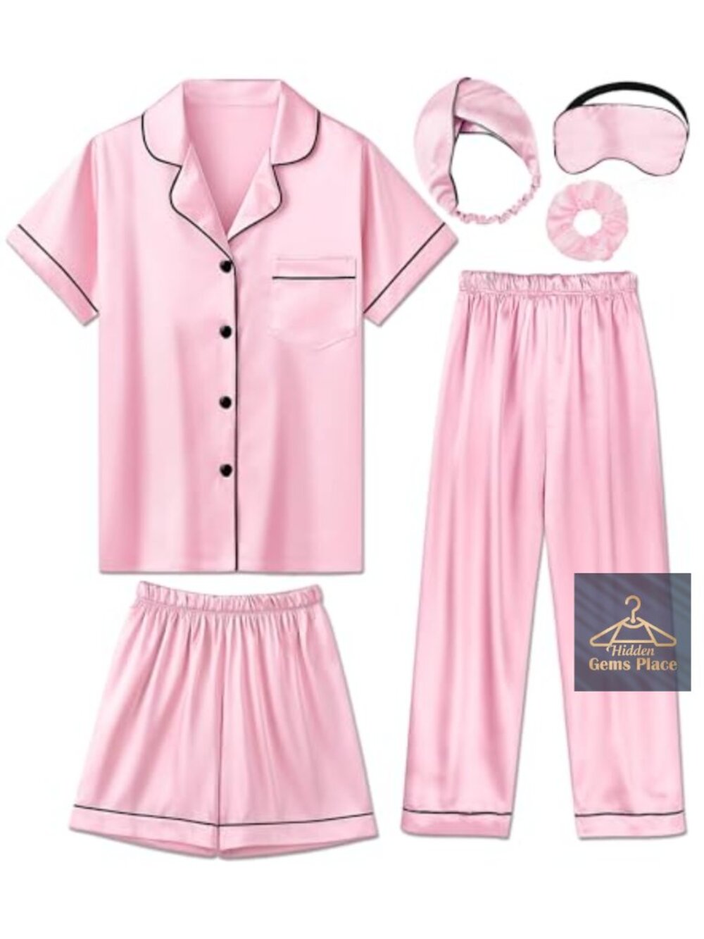 Girls Satin Silk Pajamas 6Pc Short Sleeve Set Sleepover Gift